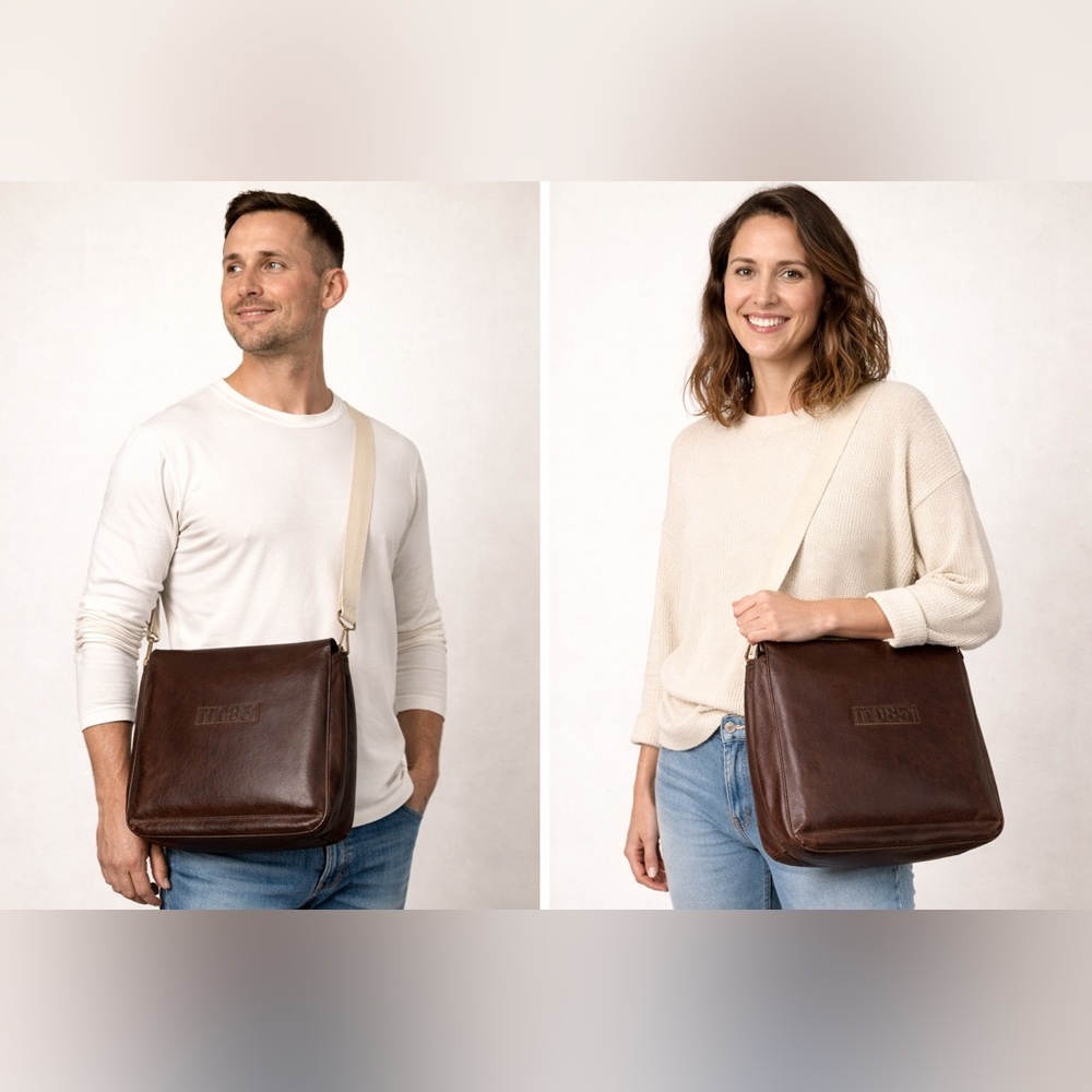 🟤 M0851 Vintage Brown Leather Messenger Bag Crossbody
